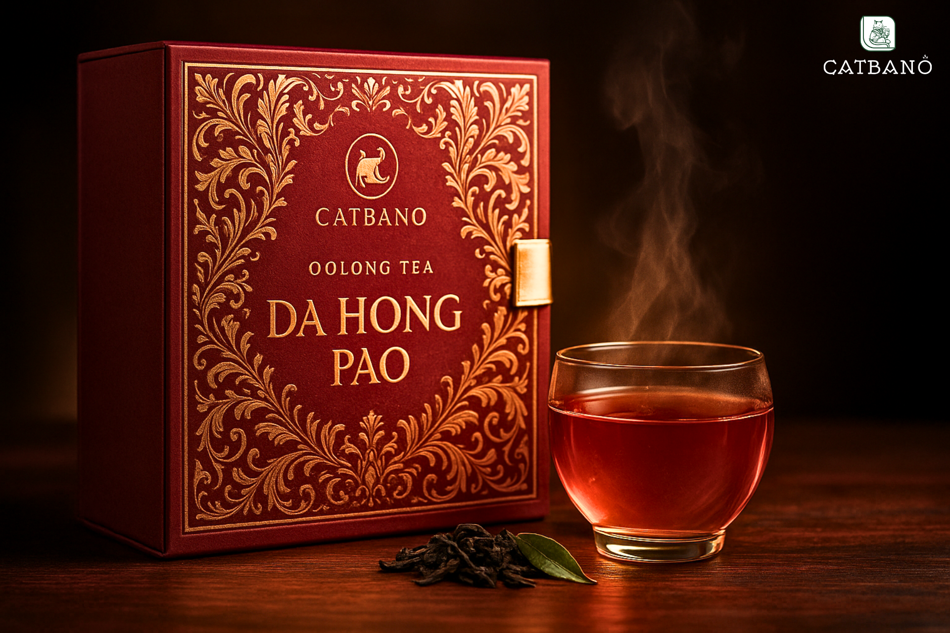 Hộp quà biếu trà Oolong Đại Hồng Bào sang trọng