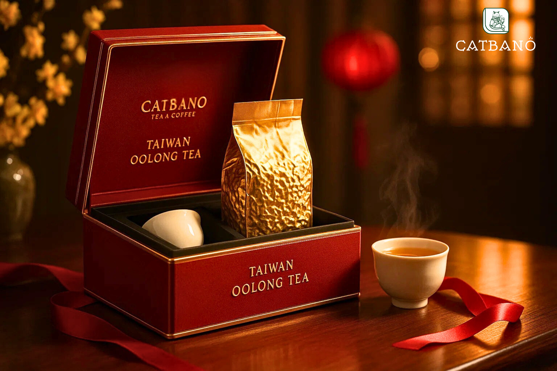 Hộp trà Oolong Đài Loan sang trọng tại Catbano