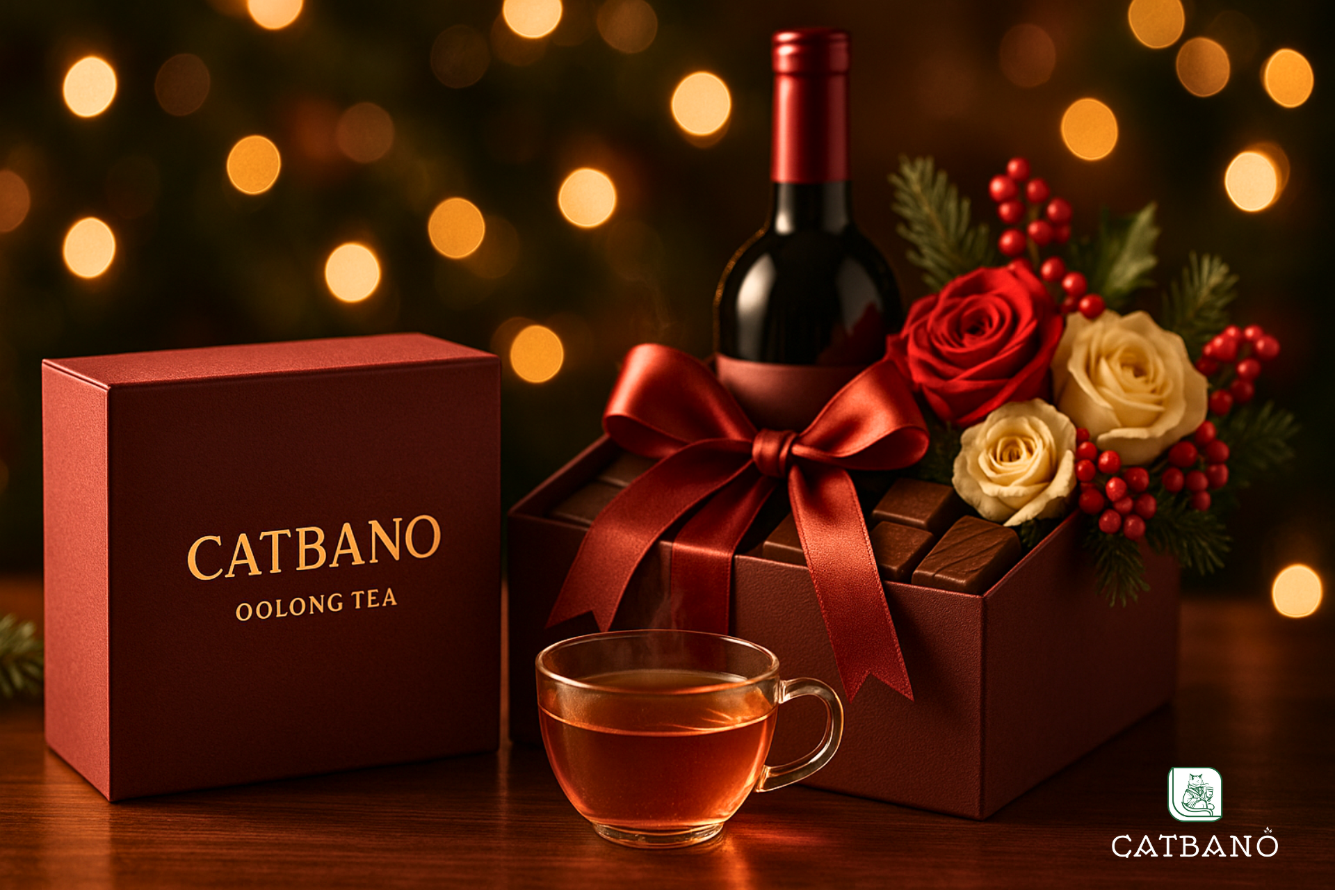 Hộp trà Oolong biếu tặng khuyến mãi dịp Tết tại Catbano