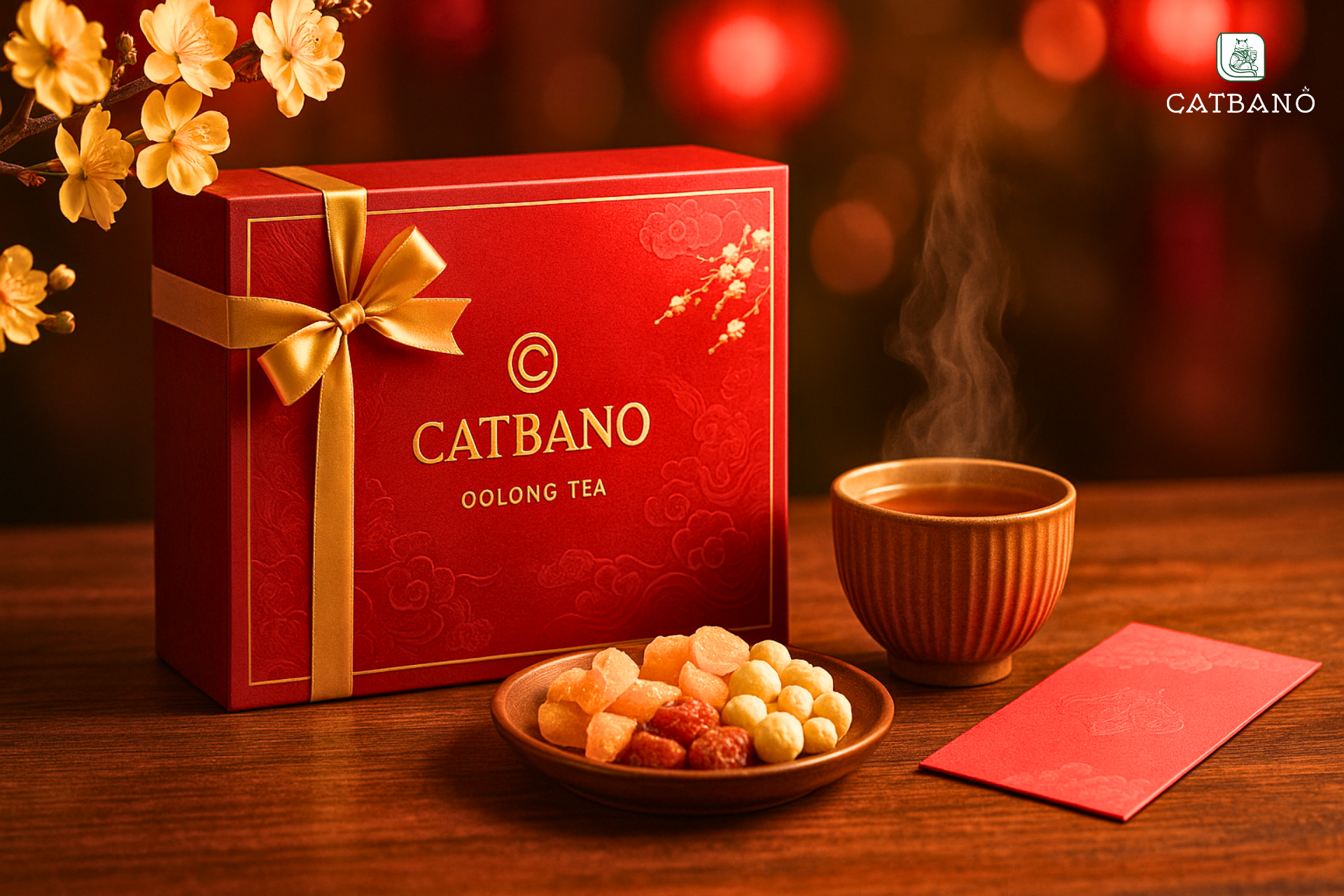 Hộp trà Oolong biếu tặng sang trọng tại Catbano