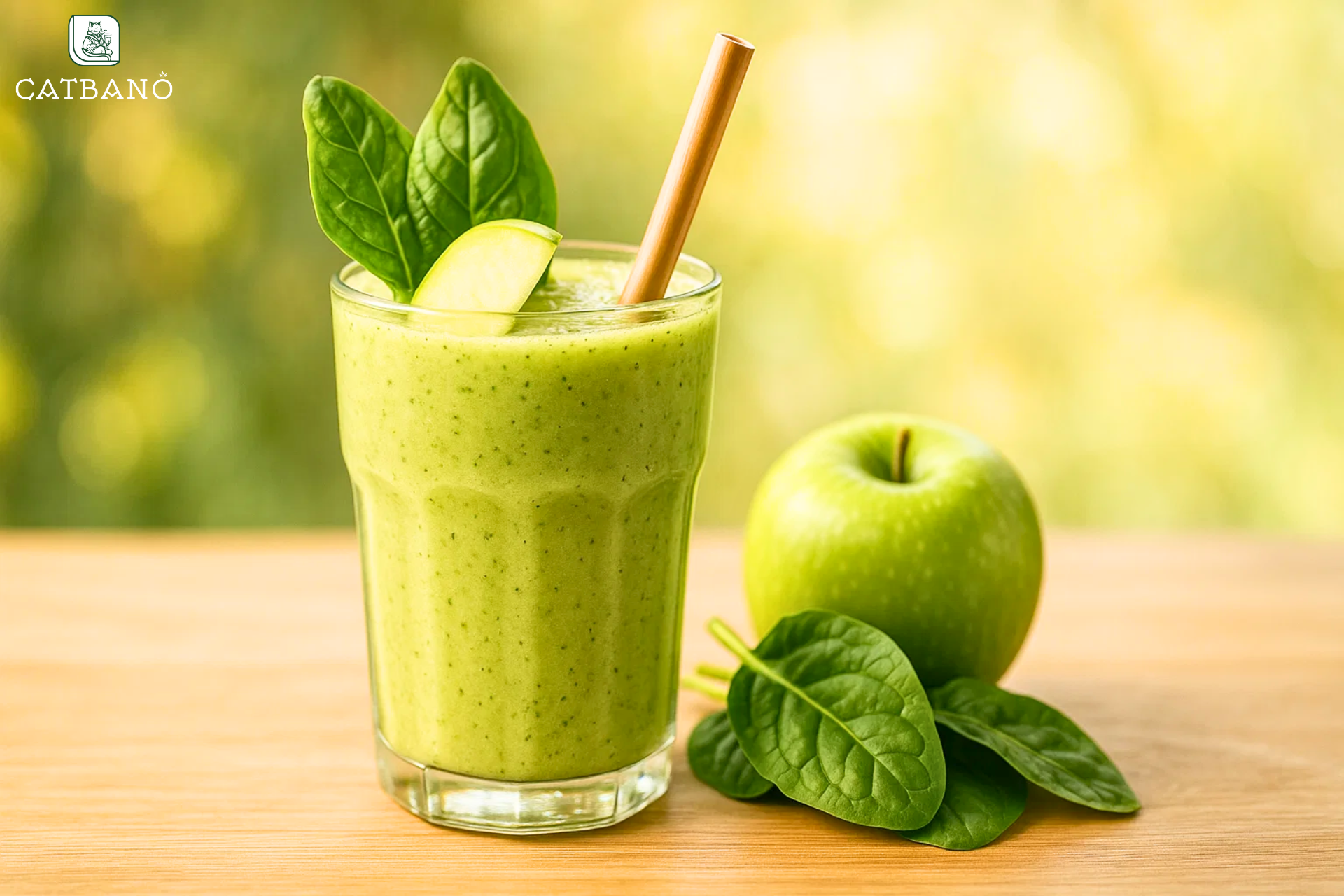 Ly smoothie trà Oolong kết hợp rau xanh và táo xanh bổ dưỡng