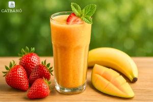 Smoothie trà Oolong với dâu tây, xoài và chuối tươi mát