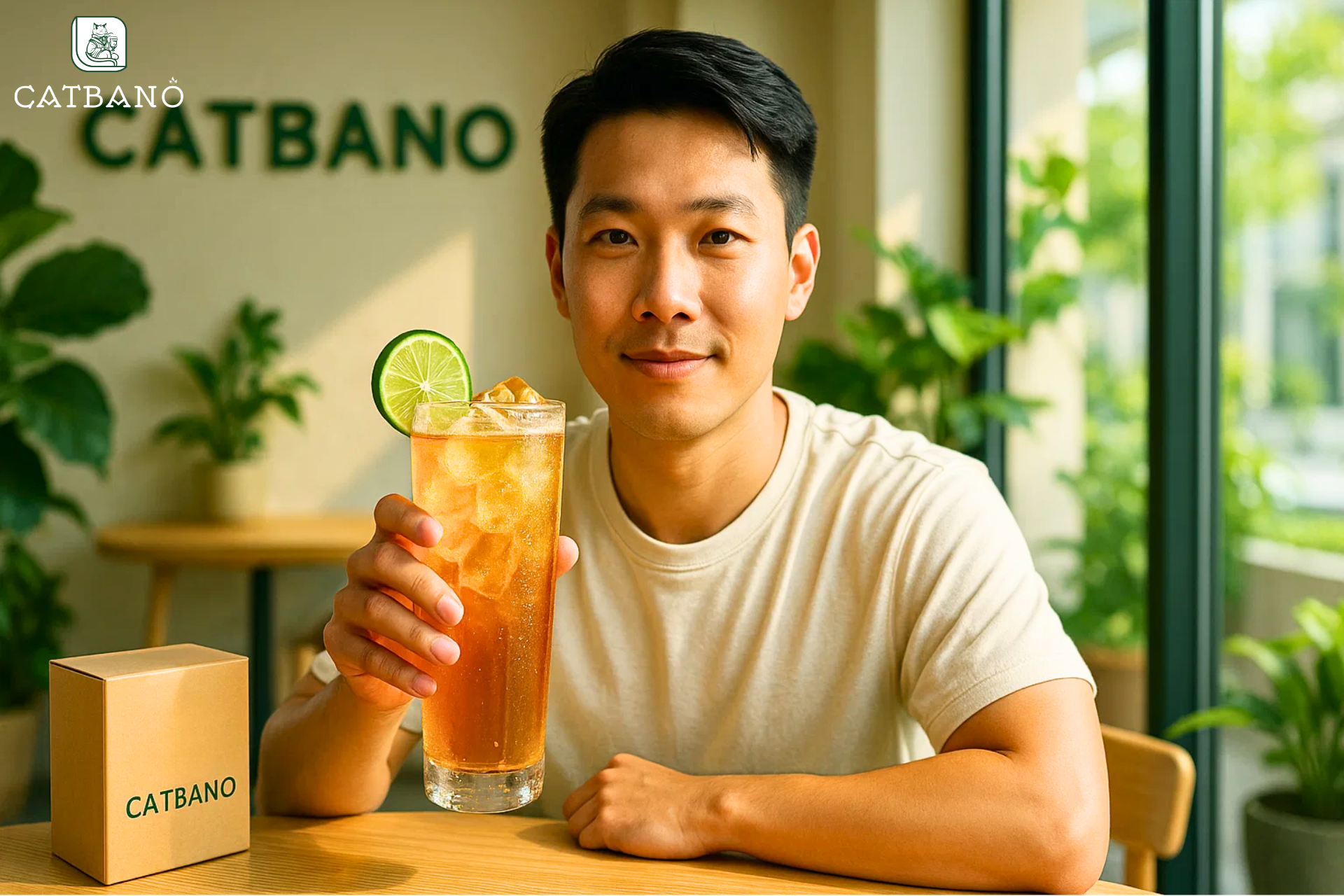 Trà Oolong đá thanh mát được phục vụ tại Catbano