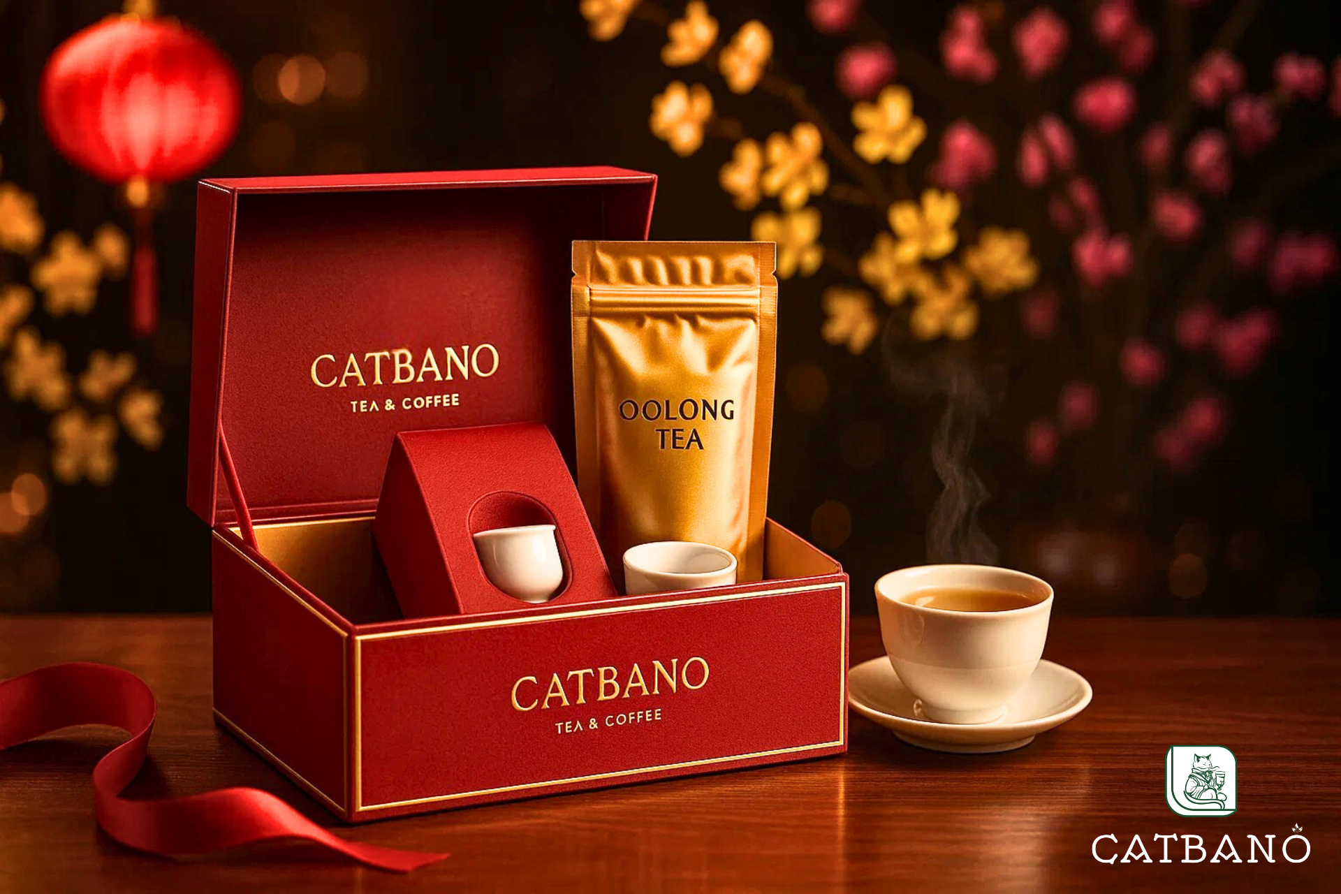 Hộp quà trà Oolong biếu tặng tại Catbano