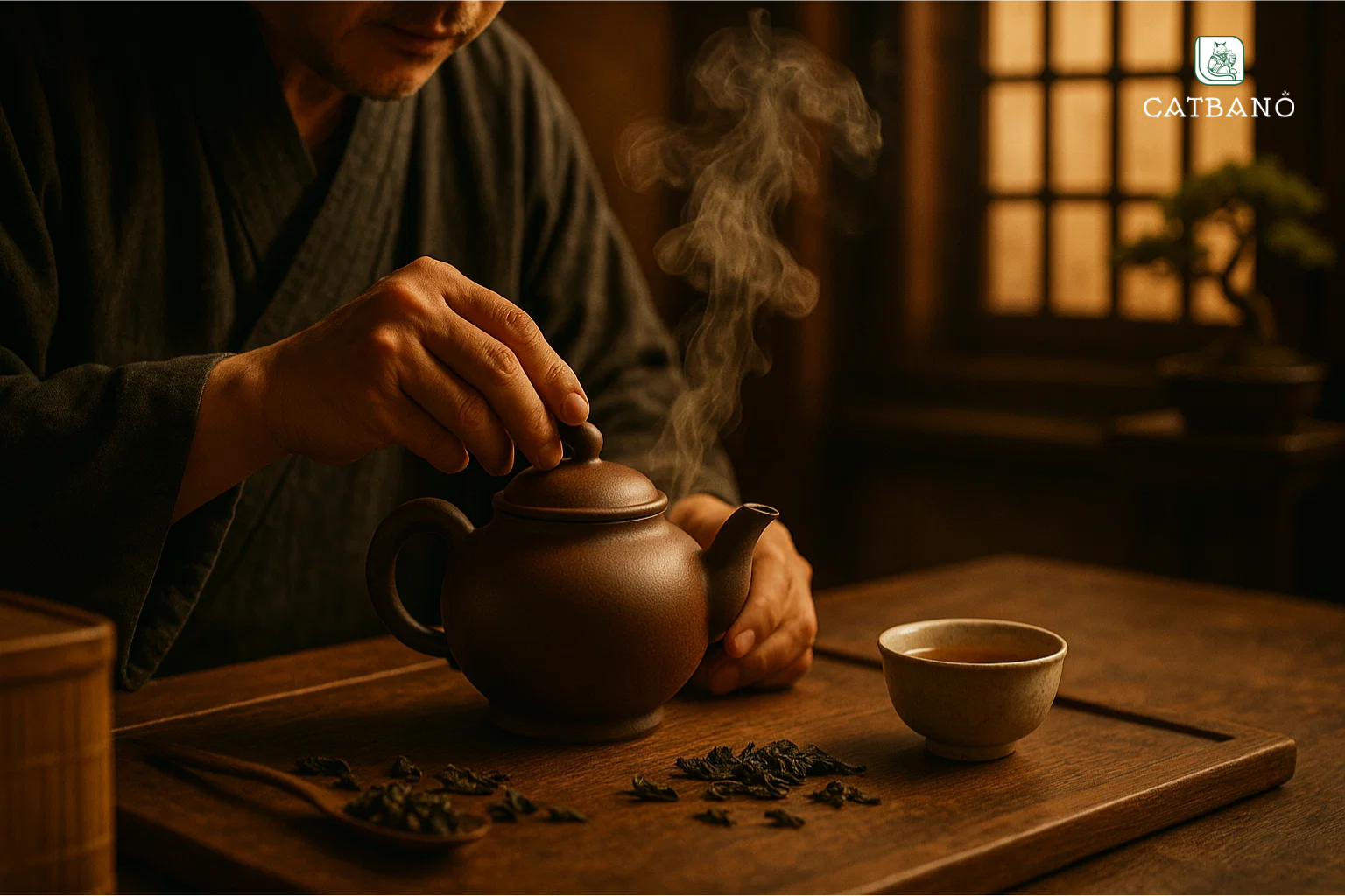 “Nghệ thuật pha trà Oolong truyền thống bằng ấm gốm”