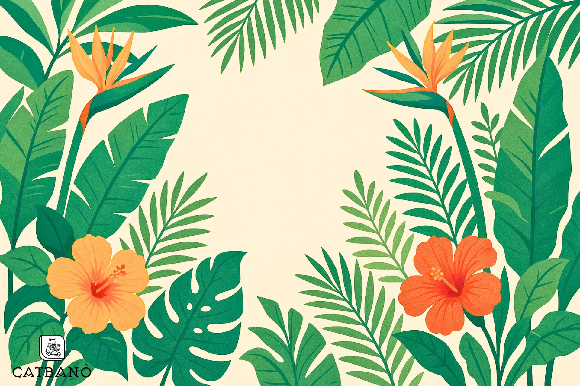 Background sáng, phong cách nhiệt đới.