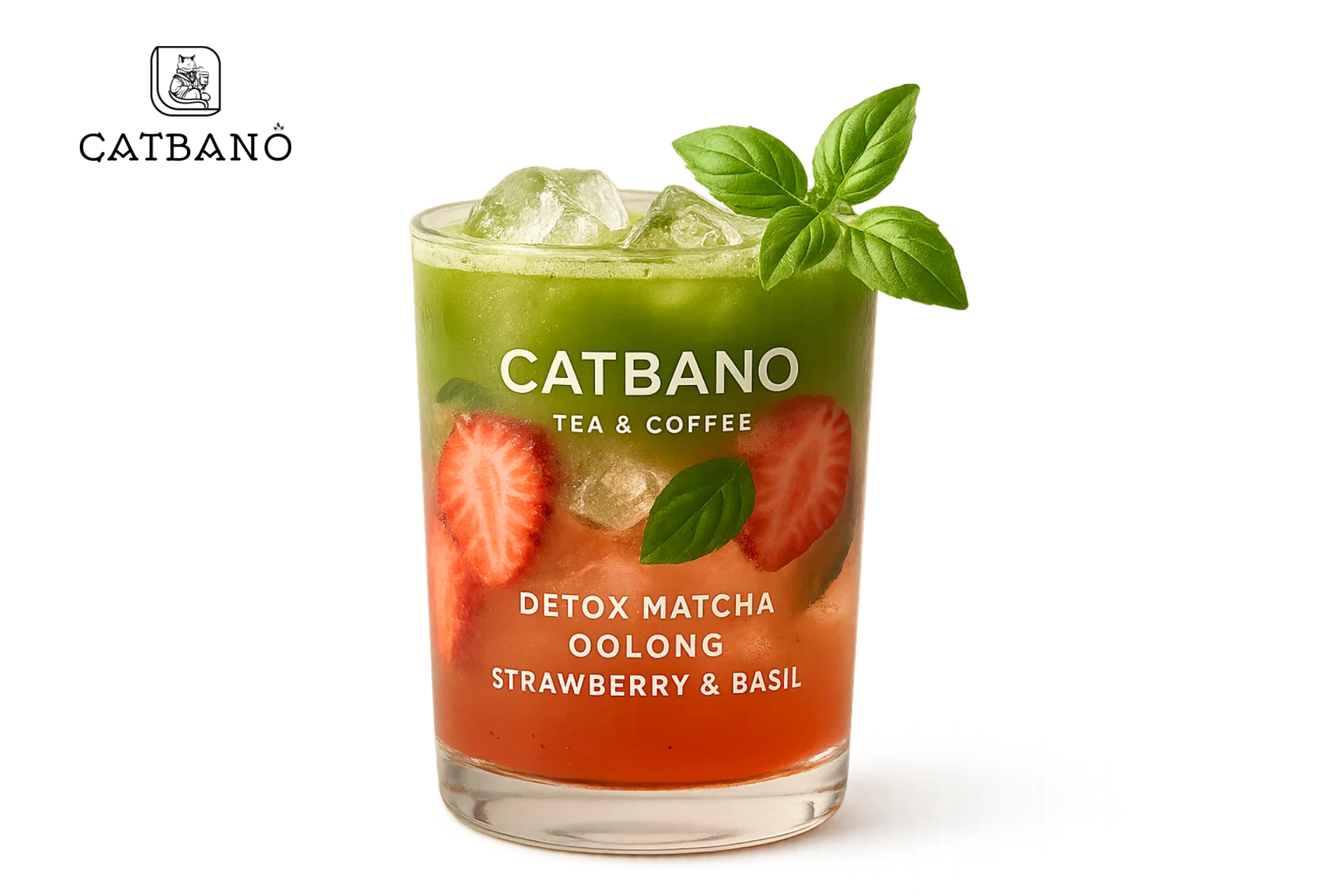 Detox Matcha Oolong Dâu Tây & Húng Quế nhiều màu sắc, đẹp mắt