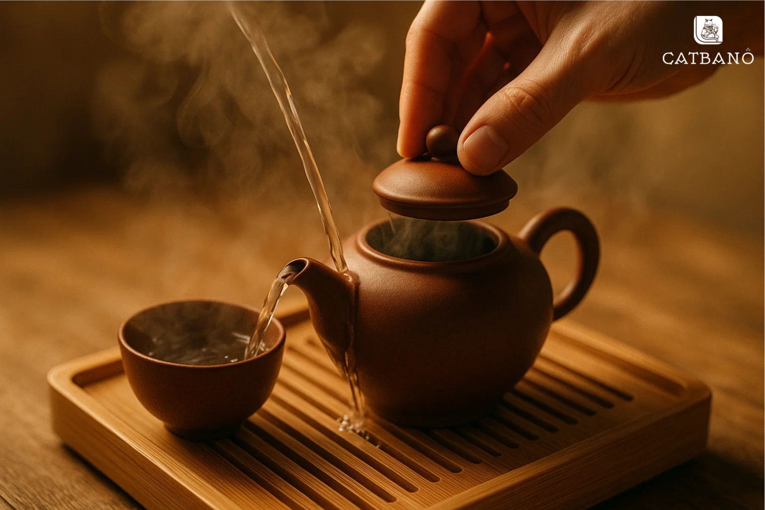  Nghi thức tráng ấm và chén trà oolong trước khi pha 