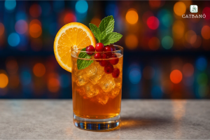 Trà Oolong cocktail hoặc mocktail, kết hợp trái cây tươi, ánh sáng trẻ trung & bắt mắt.